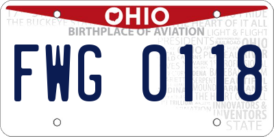 OH license plate FWG0118