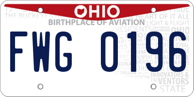 OH license plate FWG0196