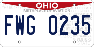 OH license plate FWG0235
