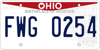 OH license plate FWG0254