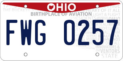 OH license plate FWG0257