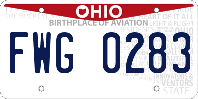 OH license plate FWG0283