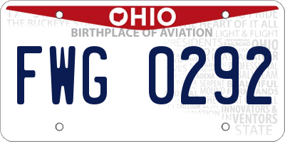 OH license plate FWG0292