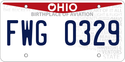 OH license plate FWG0329