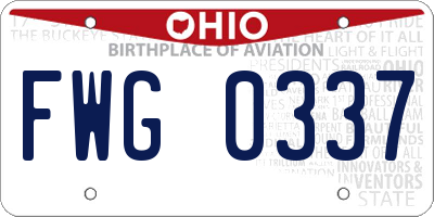 OH license plate FWG0337