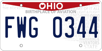 OH license plate FWG0344