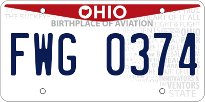 OH license plate FWG0374