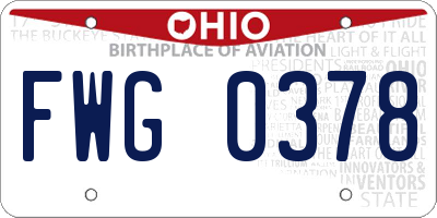 OH license plate FWG0378