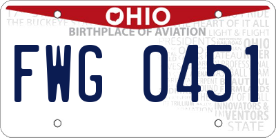 OH license plate FWG0451