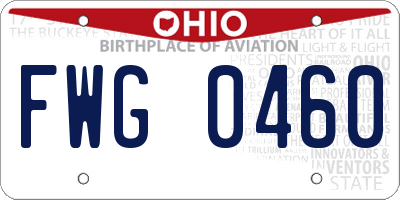 OH license plate FWG0460