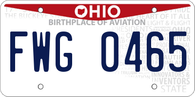OH license plate FWG0465