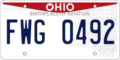 OH license plate FWG0492