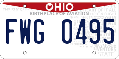 OH license plate FWG0495
