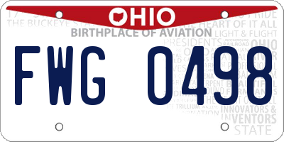 OH license plate FWG0498