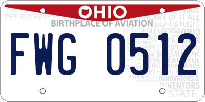 OH license plate FWG0512