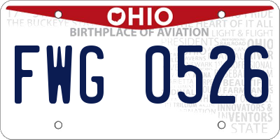 OH license plate FWG0526