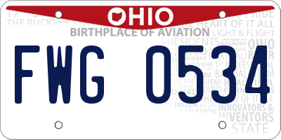 OH license plate FWG0534