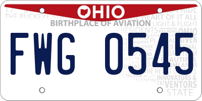 OH license plate FWG0545