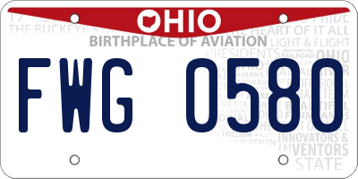 OH license plate FWG0580