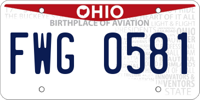 OH license plate FWG0581