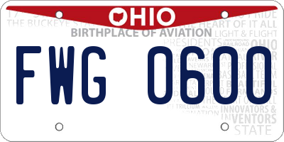 OH license plate FWG0600