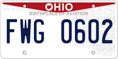 OH license plate FWG0602