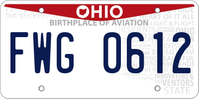 OH license plate FWG0612