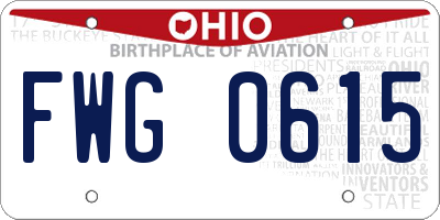 OH license plate FWG0615