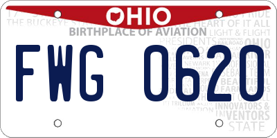 OH license plate FWG0620