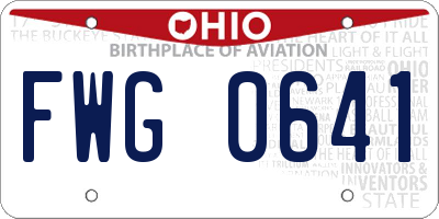 OH license plate FWG0641