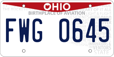 OH license plate FWG0645