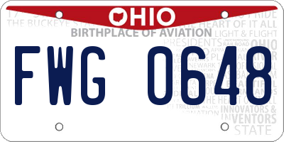 OH license plate FWG0648