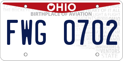 OH license plate FWG0702
