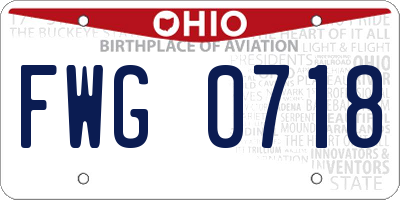 OH license plate FWG0718