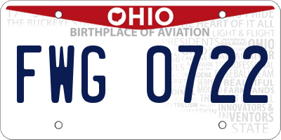 OH license plate FWG0722
