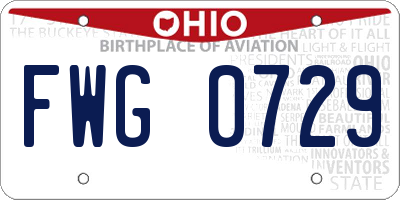 OH license plate FWG0729