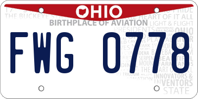 OH license plate FWG0778