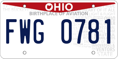 OH license plate FWG0781