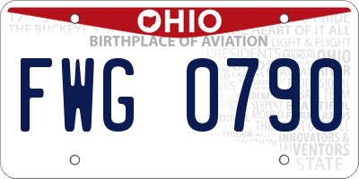 OH license plate FWG0790