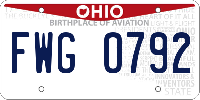OH license plate FWG0792