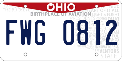OH license plate FWG0812