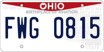 OH license plate FWG0815