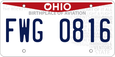 OH license plate FWG0816