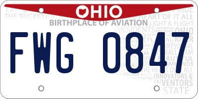 OH license plate FWG0847