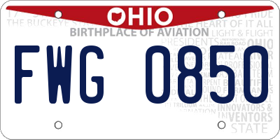OH license plate FWG0850