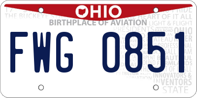 OH license plate FWG0851