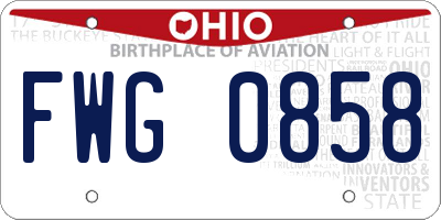OH license plate FWG0858