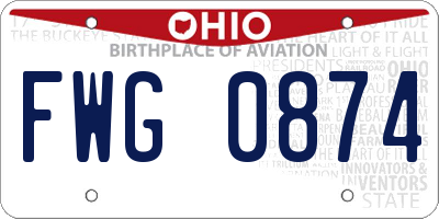OH license plate FWG0874