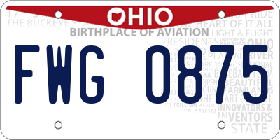 OH license plate FWG0875
