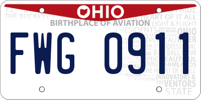 OH license plate FWG0911